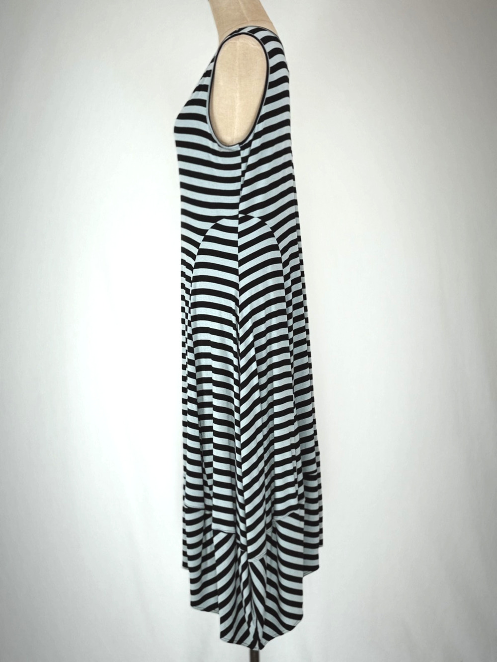 COMFY USA Black Striped Asymmetrical Modal Dress BEAUTIFUL ON!!! XL #0093